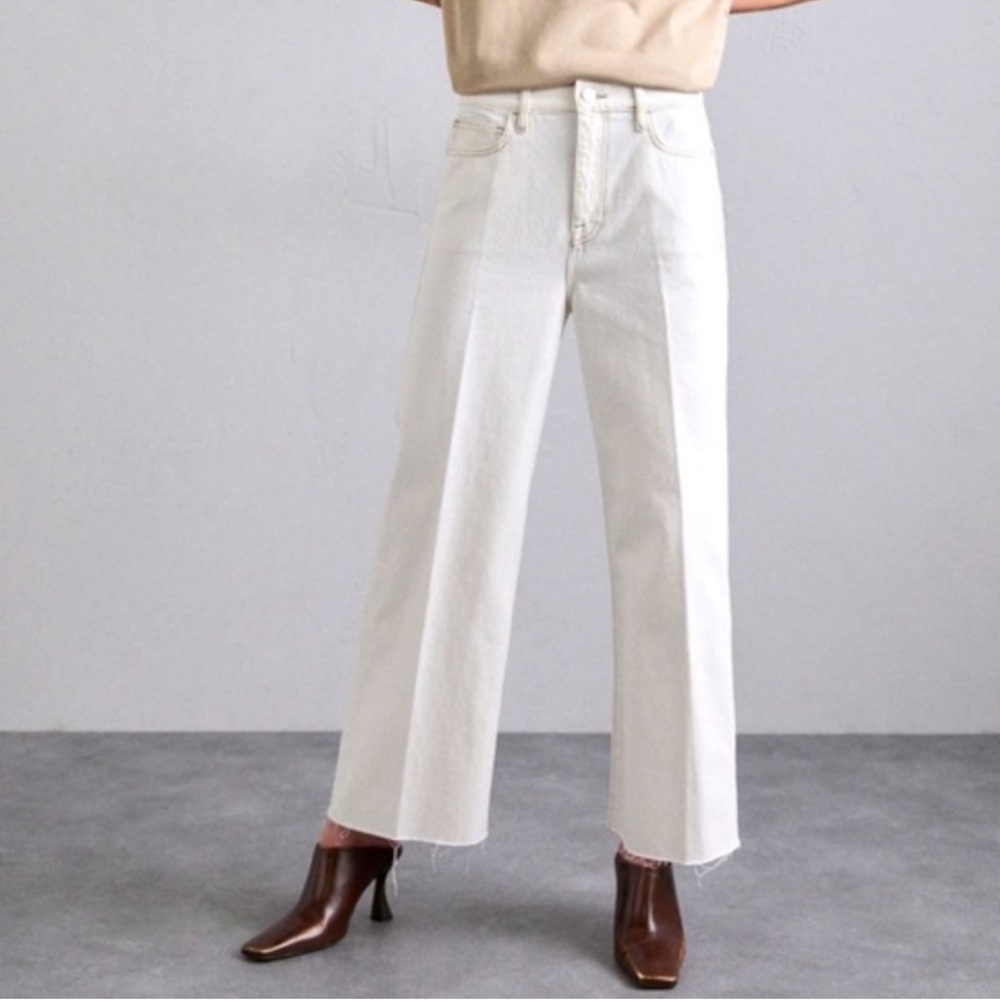 Frame Denim Le Jane Cream Wide-Leg Jeans
